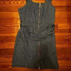Blue Denim Zip-Up with Belt Dress